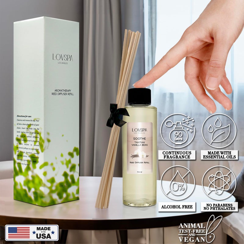 LOVSPA Soothe Tahitian Vanilla Diffuser Oil - Luxury Essential Oils for Diffuser Refill & Air Freshener Room Spray - Long-Lasting & Natural Home Fragrance, Scented Oil for Diffusers, USA Made, 4oz - Image 5